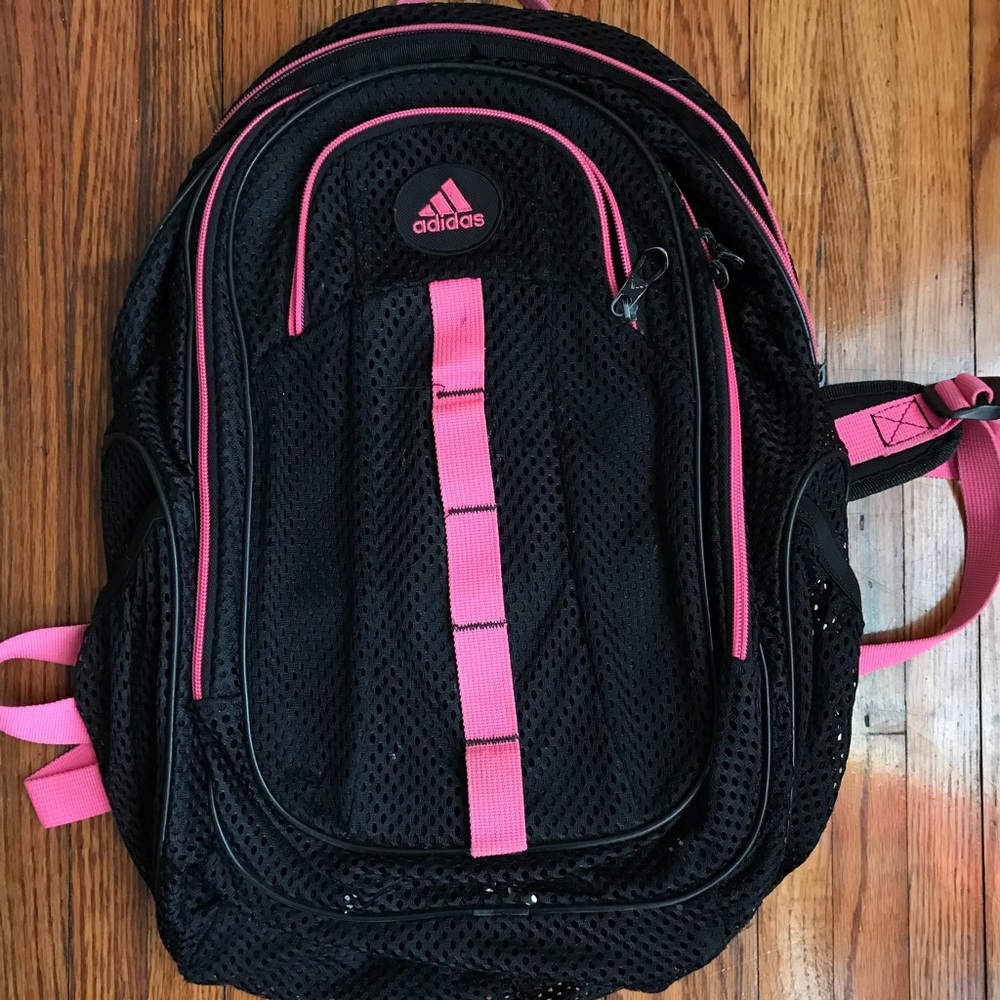 Black and Pink Adidas Backpack